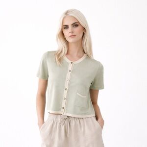 100% silk Liz Claiborne knit sweater crop fit Silk Blouse sweater